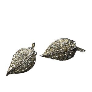 Elegant Silver Leaf Clip on Earrings